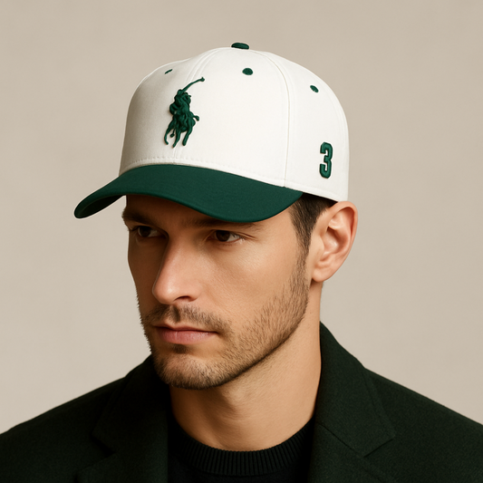 Casquette Ralph Lauren Big Pony chino Blanc vert royale