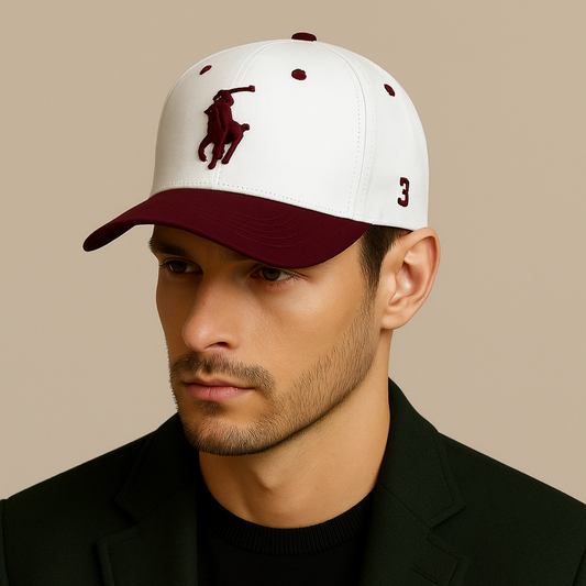 Casquette Ralph Lauren Big Pony chino Blanc Bordeaux