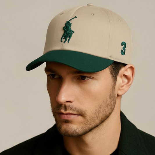 Casquette Ralph Lauren Big Pony chino Beige Vert Royale